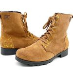 Sorel Emelie Combat Boot Womens 5 Waterproof Suede Gold Stars Boho Fairy Grunge Photo 0