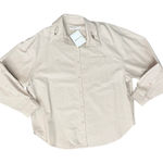 Moonlee Beige Collared Cut Out Button Up Blouse Oversize Top Size L NEW Tags Size L Photo 0