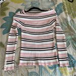 White House | Black Market Pink and Black Striped Top Photo 4