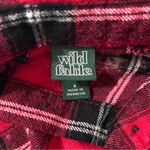 Women’s Hand bleached plaid farmhouse festival fall flannel shirt size small Red Photo 6