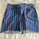 American Eagle Red Striped Denim Skirt  Mini Blue Photo 0