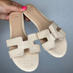 Crown & Ivy  Raffia‎ Slide Sandals - Women's 6.5 Tan Woven Slip-On Flats Photo 0