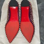 Christian Louboutin Follies Spikes Suede Flats in Merlot. Size 38. Photo 2