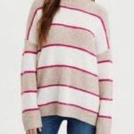 American Eagle NWT,  Dreamspun Pink Cream Stripe Sweater, Sz M Photo 1