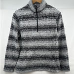 Lands' End 1/4 Zip Pullover Long Sleeve Women's Large 14/16 Gray White Warm Photo 0