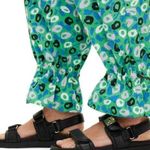 Diane Von Furstenberg Sz S Colorful Nylon Joggers Pants Green Leopard Print Photo 2