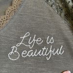 Torrid  Life is Beautiful V-Neck Lace Sleeve Embroidered Shirt Size 1X NWT #2599 Photo 4