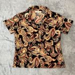 John Paul Richard Uniform Petite Black Red Brown Paisley Business Top Photo 1