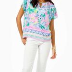 Lilly Pulitzer MANDA PRIVATE ISLAND ENGINEERED PINK BLUE GREEN SHORT SLEEVE TOP Photo 1