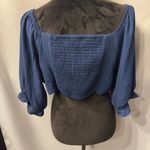 BCBG Paris Dark Blue Cropped Smocked Top Large NWT Photo 8