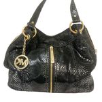 Michael Kors Moxley Black Embossed Python Leather Purse Gold Hardware Photo 0