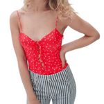 ZARA NWT Satin Effect Red Star Bodysuit Photo 2