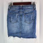 Wax Jean S Raw Hem Distressed Blue Denim Mini Skirt Photo 1