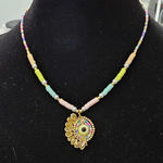 Handmade colorful evil eye necklace Pink Photo 6