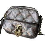 Juicy Couture Irid Pewter Metallic Sheen Double Top Zip Quilted Crossbody Bag Photo 6