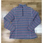 Eddie Bauer * Striped Long Sleeve Fleece Top Womens M Red White Blue Americana Photo 1