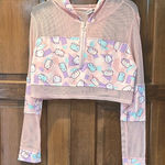 Pusheen Hot Topic  Active Crop Jacket Size Large Pink Mesh Hoodie Pullover Photo 0