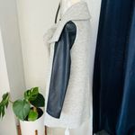 EXPRESS Shawl Collar Faux Leather Sleeve Zip Coat, Size Small, Gray/Black, NWOT Photo 5