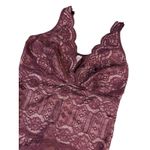 Adrienne Vittadini Burgundy Lace Trimmed Large Shaping Lace Bodysuit Feminine Photo 3