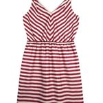 Loft  Dress Womens 6 Dark Pink White Striped Fit &‎ Flare Casual Office Preppy Photo 0
