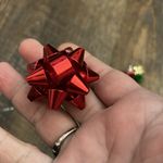 Metal Christmas Bow Earrings and Brooch Sparkle‎ and Shine in Any Light Red Photo 3