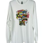 Gildan Christmas Holiday Womens Movie Theme Medium White T-Shirt Crew Neck Long Sleeve Photo 2