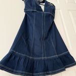 Anthropologie Pilcro Halter Deep-V Open-Back Denim Flounce Mini Dress, Size XL Photo 8