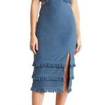 Bonheur D'amour Cutout Fringe Dress in Blue Photo 0