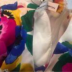 Albert Nipon Dress Silk Multicolor Bright Floral Short Sleeve Size 4 Pockets Pink Photo 7