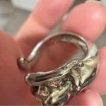 Silver Tone Kitty Cat Wrap Ring Black Rhinestone Eyes Size 5.5 Women’s Jewelry Photo 4