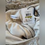 Calvin Klein NWT  Beige Metallic Mesh Cap Sleeve Stretchy Floor Length Gown Photo 7