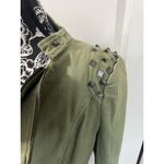 Fashion SX Womens Rivet Canvas Jacket Zipper Moto Biker Denim Coat Green S 80s Photo 3