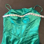 Women’s Green Full Length Prom Dress Criss Cross Straps Leg Slit Size 10 *READ Photo 9