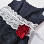 Sara Campbell Black Shimmer Jacquard Sheath Dress w/ White Lace Waistband Size 6 Photo 5