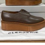 Clergerie Brooks Wooden Effect Platform Oxford Brown Leather Sz 5.5 US 36 EU NIB Photo 1