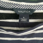 Nautica Bow Sleeve NWT Tee Shirt Tshirt Navy White Stripe Size Large Photo 4