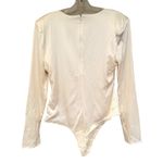 ZARA Satin Effect Ruched V-Neck Bodysuit Women's XL Ivory Boho Hippie Y2K Retro Photo 10
