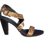 Donald Pliner Couture Hair Calf Gator Leather Sandal Shoe New Ankle Wrap $295 Brown Size 8.5 Photo 0