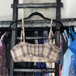 Favorite Daughter Ex Boyfriend Plaid Bra Top Brown Beige Size XL Photo 13