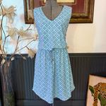 Cabana Life Geometric UPF 50+ Elastic Drawstring Waist Vacation Dress Sz L 💚🍄 Blue Size L Photo 2