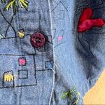 New Direction Womens 3XL Embroidered Buttons Girl Dancing Boat Denim Shirt Boho Blue Size 3X Photo 2