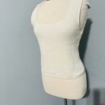 ZARA Ecru Sleeveless Cut Out Squared Neck Choker Tank Top Sz L Cotton Blend Photo 9