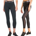 DKNY New  Mesh Side Logo Waistband Leggings High Rise 7/8 Length Black Photo 1