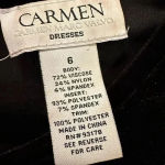 Carmen Marc Valvo Vintage Black Velvet Cocktail Whimsigoth Midi Dress Size 6 S Photo 2