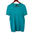 Torrid Pointelle NWT 00 M/L 10 Pullover Short Sleeve Sweater Fanfare Blue Teal Photo 1