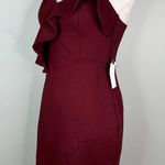ASTR  The Label Ruffle Stretch Knit Body Con Dress Wine Medium M New Photo 93