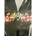 RIXO Black Floral Embroidered Velvet V Photo 7
