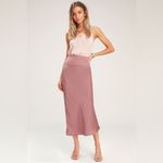 Free People Normani Bias Dusty Mauve Satin Midi Skirt Photo 6