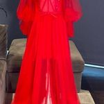 Women’s Red Prom Party Formal Dress With Corset Back and Leg Slit Size 10 NWOT Red Photo 0
