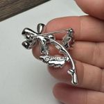 Sarah Coventry Aurora Borealis Rhinestone Flower Brooch Pin Silver Tone AB Photo 6